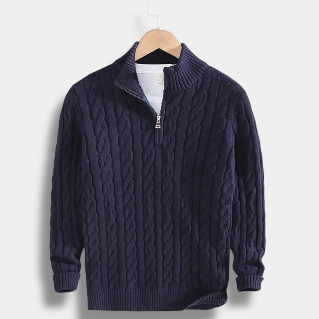 Maglione da Uomo Collo Alto Mezza Zip — foto 3