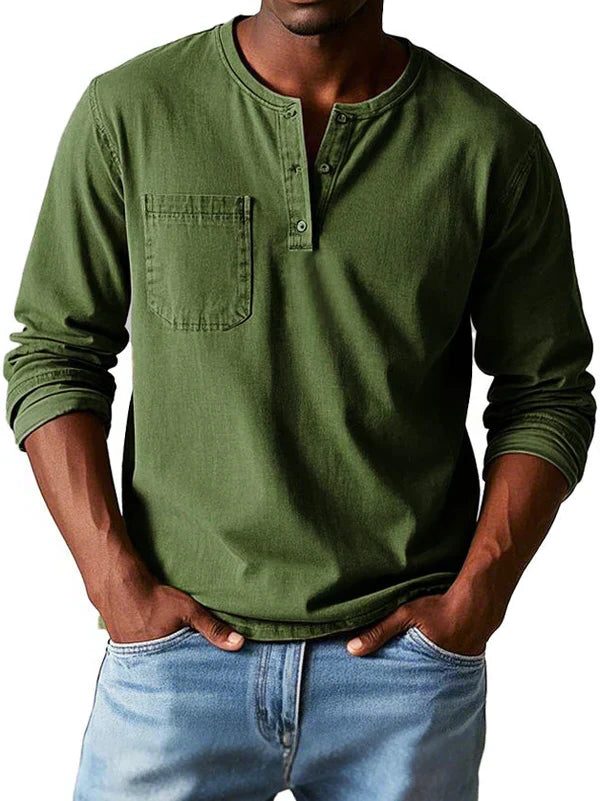 Henley da Uomo Maniche Lunghe con Taschino — foto 2