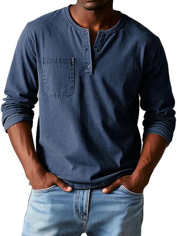 Henley da Uomo Maniche Lunghe con Taschino — foto 3
