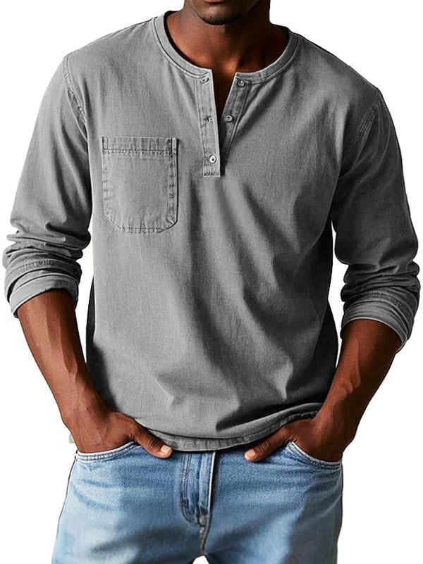 Henley da Uomo Maniche Lunghe con Taschino — foto 4