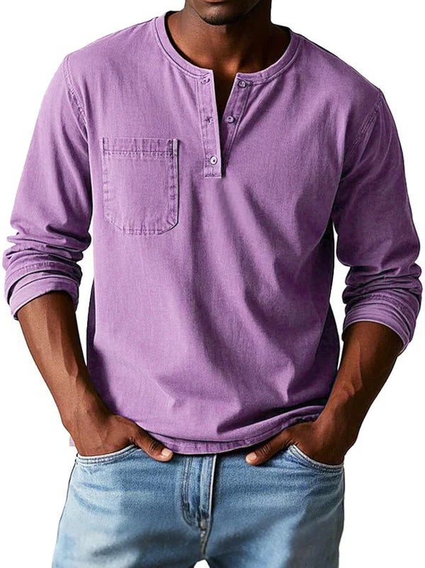 Henley da Uomo Maniche Lunghe con Taschino — foto 8
