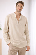Henley da Uomo a Maniche Lunghe Comoda