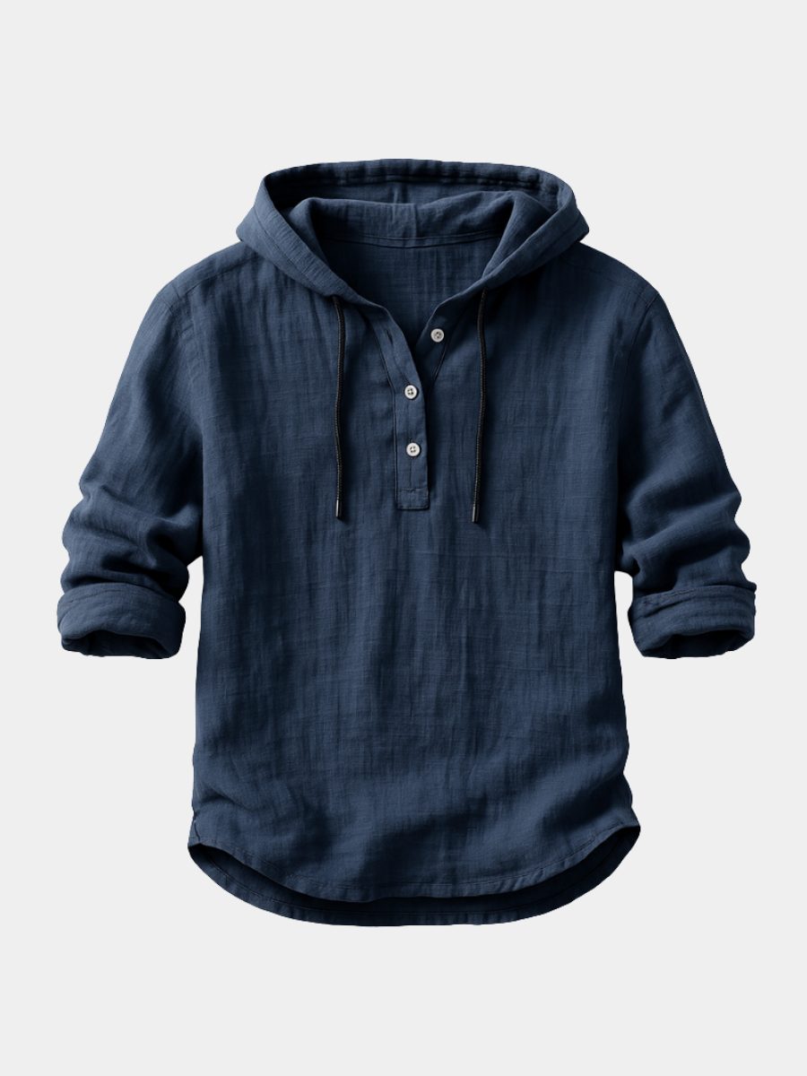 Henley da Uomo con Cappuccio Rilassata