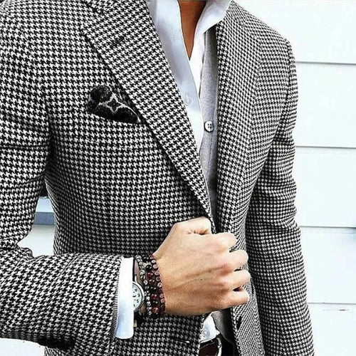 Blazer Pied de Poule da Uomo con Rever a Lancia