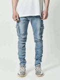 Jeans Cargo da Uomo con Gamba Affusolata