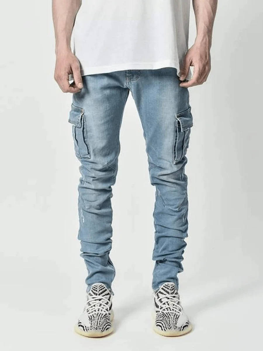 Jeans Cargo da Uomo con Gamba Affusolata