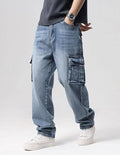 Jeans Cargo da Uomo Gamba Larga Multitasca