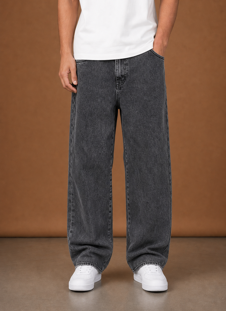Jeans a Gamba Larga da Uomo Vestibilita Rilassata