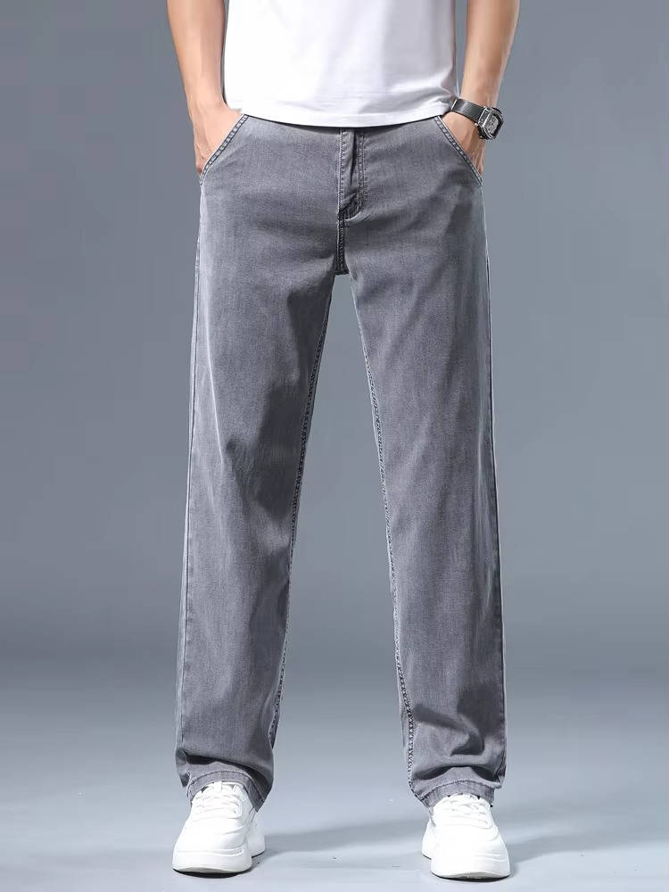 Jeans Grigi da Uomo in Lyocell Traspirante — foto 3
