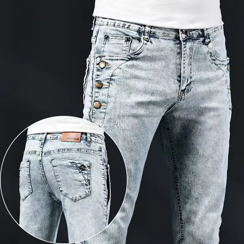 Jeans Slim Fit da Uomo in Denim Elasticizzato