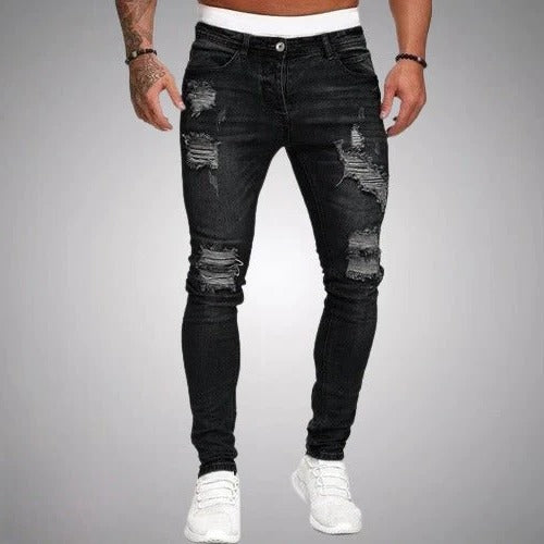 Jeans Slim Fit da Uomo con Strappi