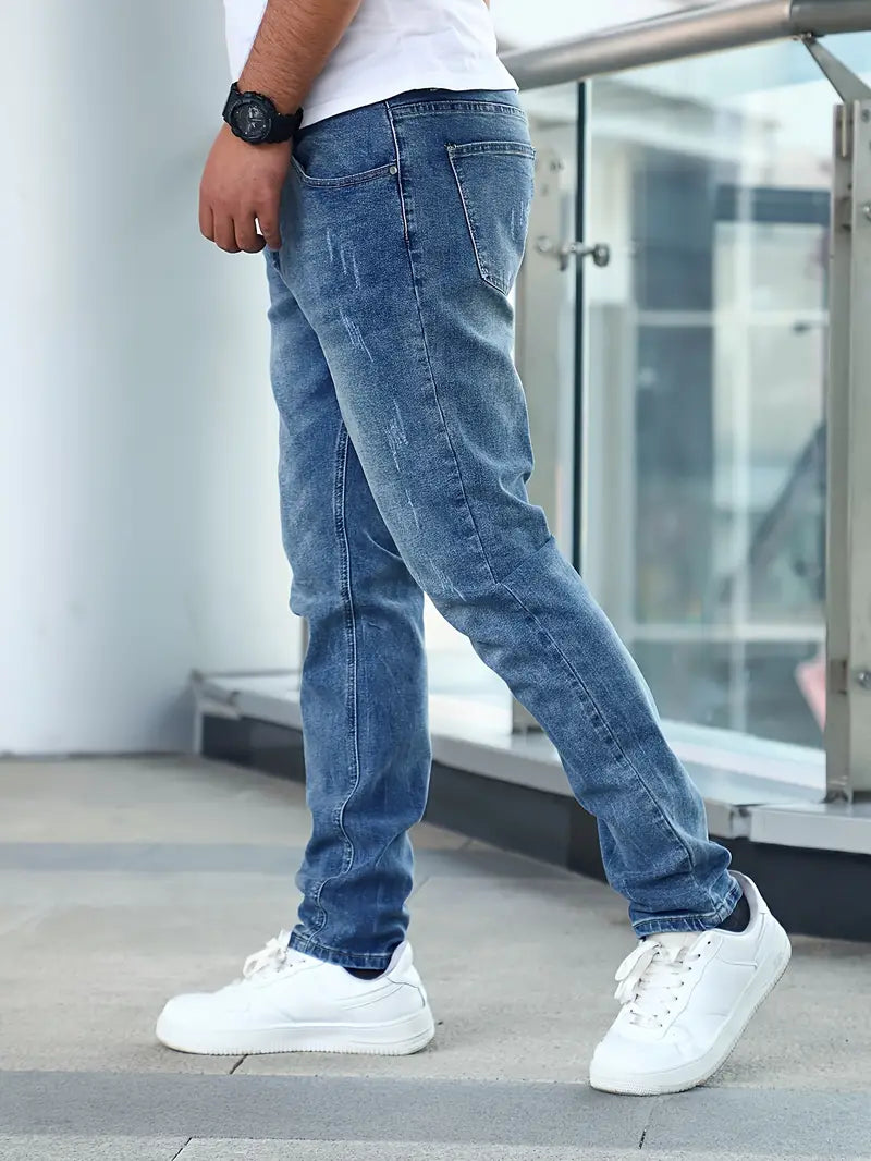 Jeans Slim da Uomo con Abrasioni Frontali — foto 2