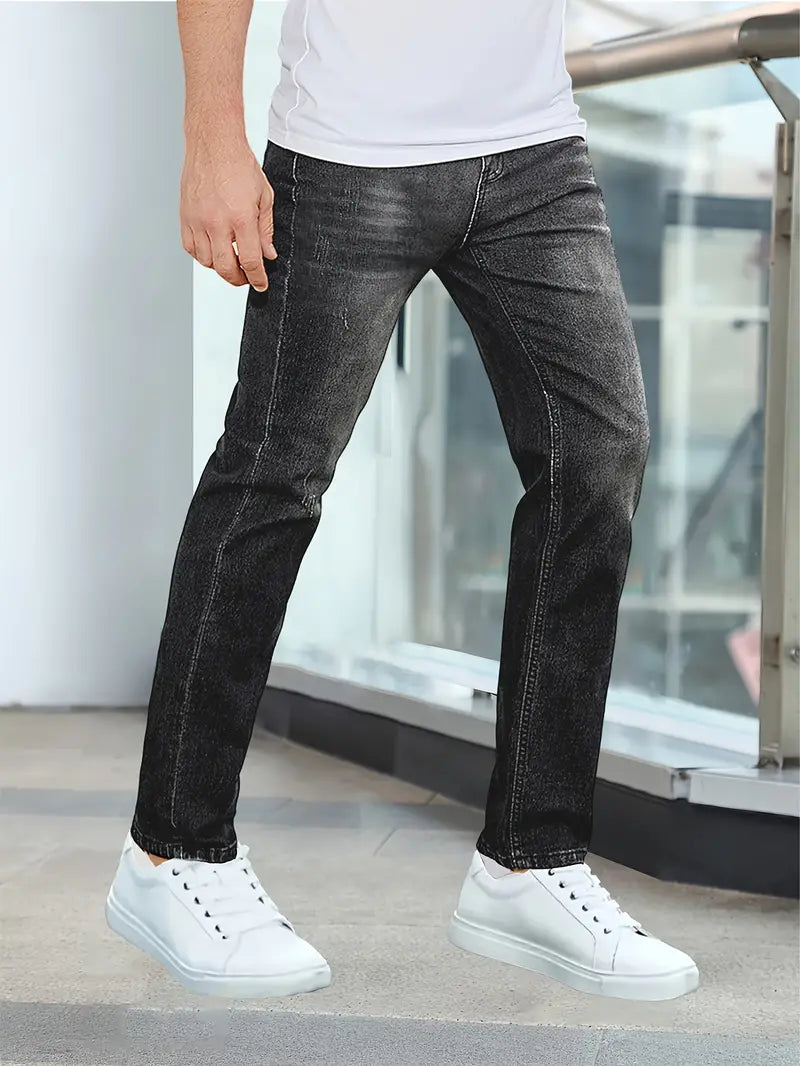 Jeans Slim da Uomo con Abrasioni Frontali — foto 5