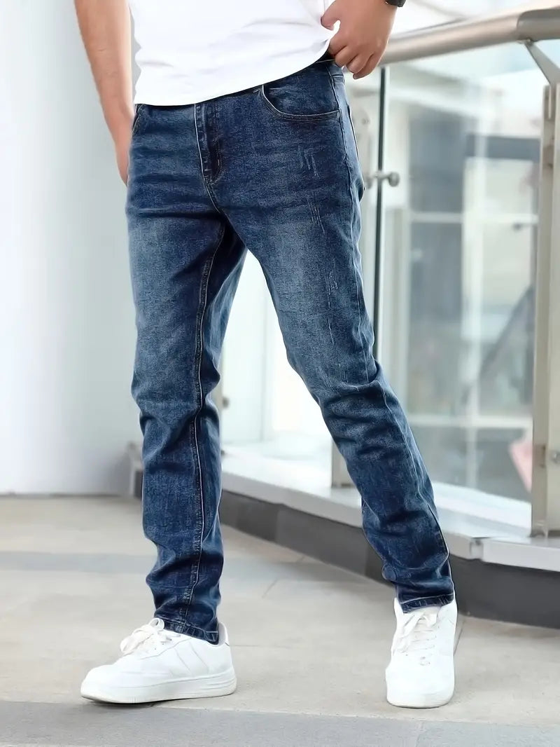 Jeans Slim da Uomo con Abrasioni Frontali — foto 6