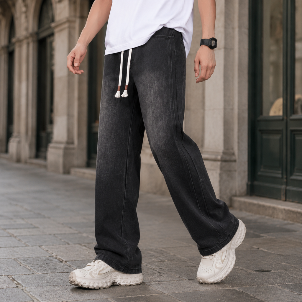 Jeans Wide Leg da Uomo Lavaggio Delavé — foto 11