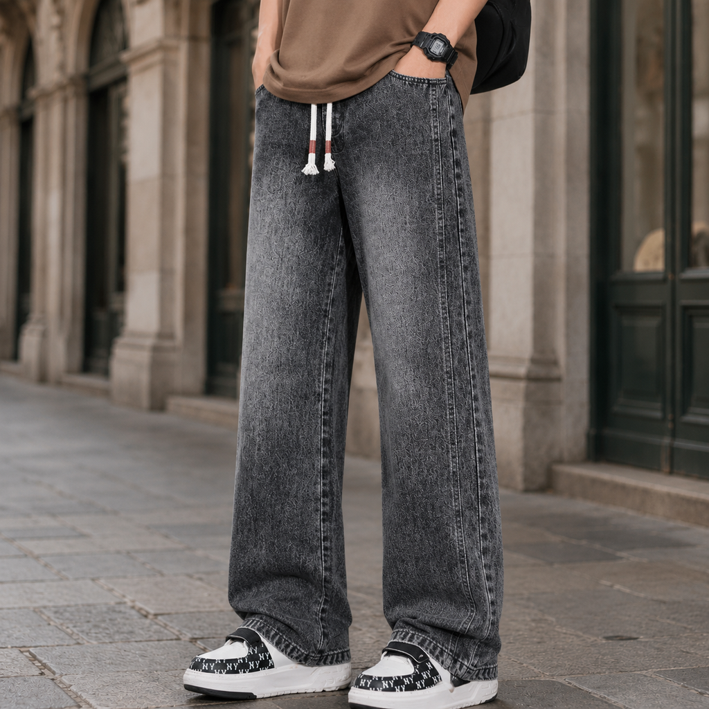 Jeans Wide Leg da Uomo Lavaggio Delavé — foto 5