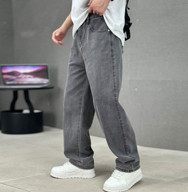 Jeans Wide Leg da Uomo a Vita Alta