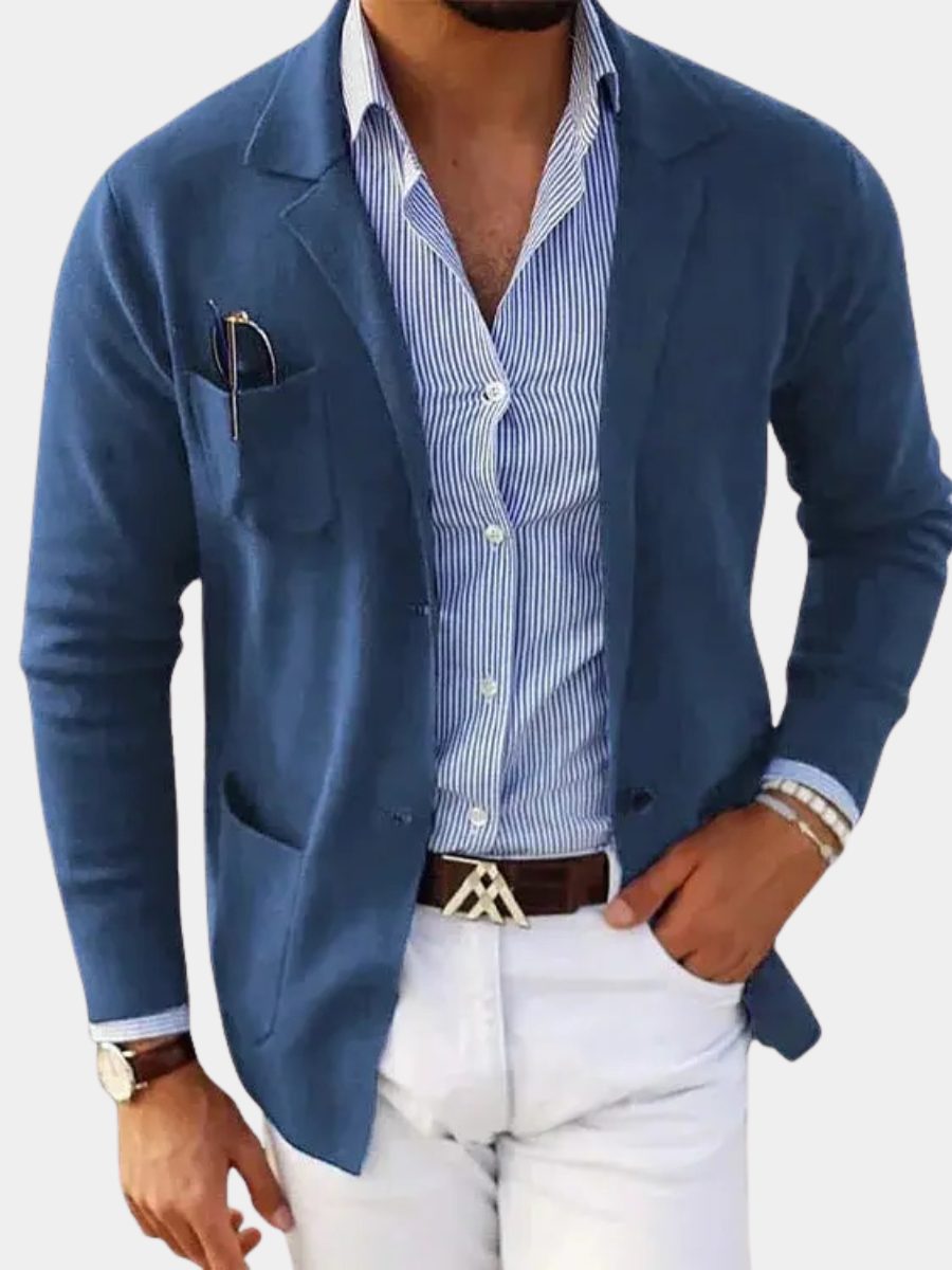 Blazer in Maglia da Uomo con Revers Classico