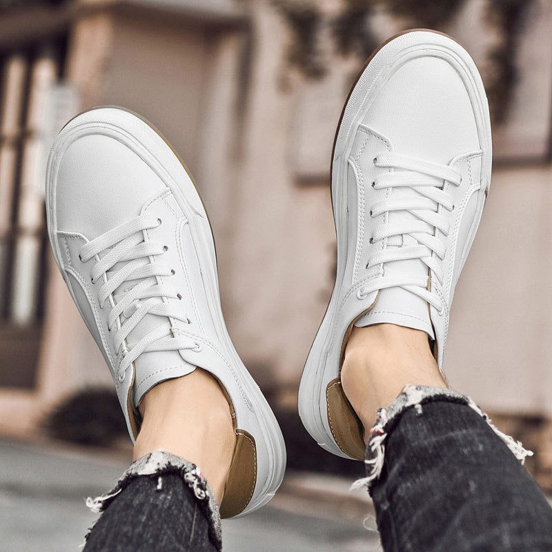 Sneakers in Pelle da Uomo con Suola Bianca — foto 2