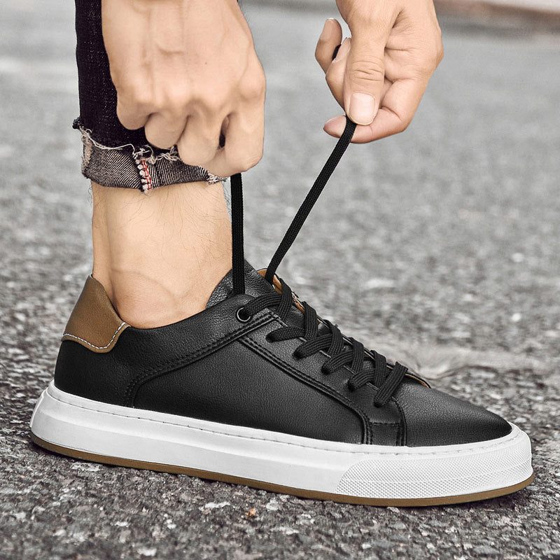 Sneakers in Pelle da Uomo con Suola Bianca — foto 4