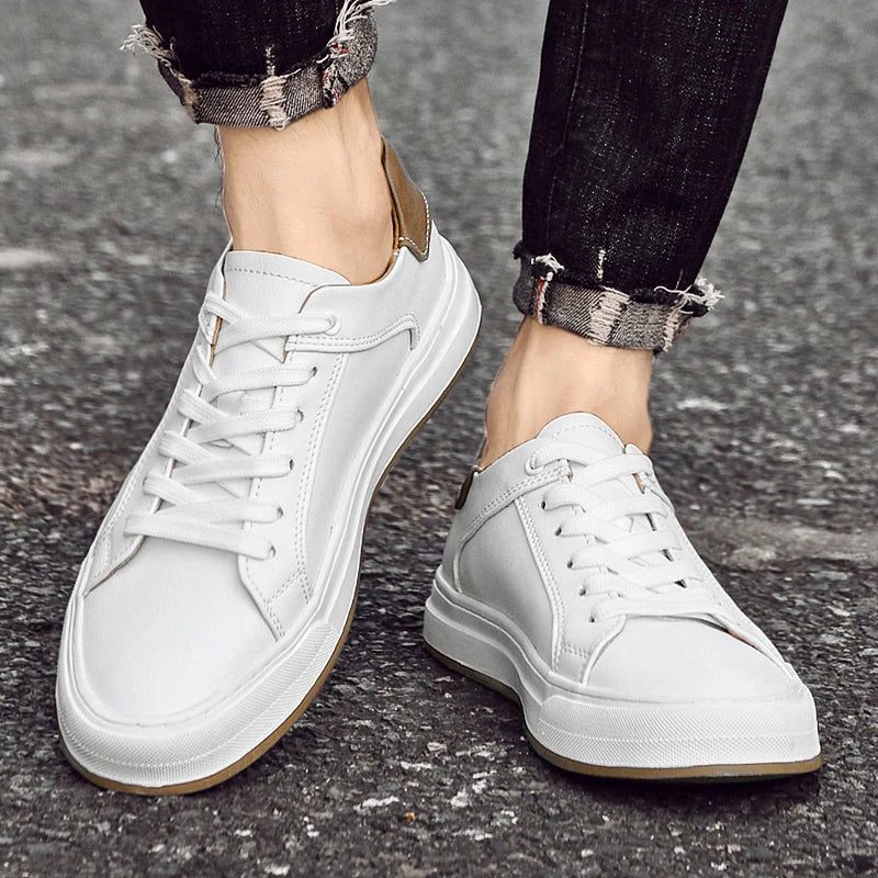Sneakers in Pelle da Uomo con Suola Bianca — foto 7