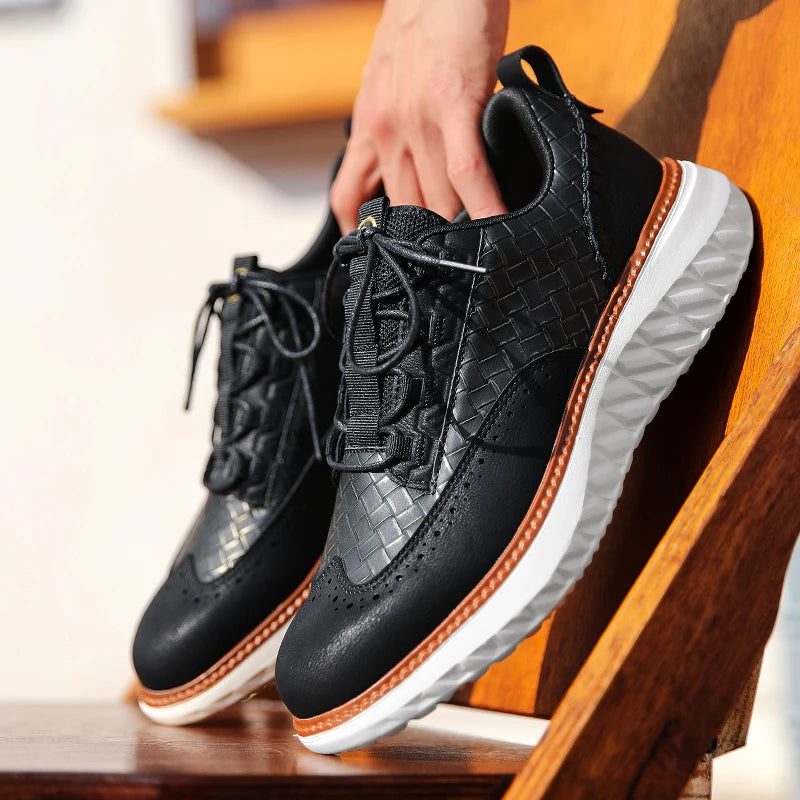 Sneaker in Pelle da Uomo Suola a Contrasto — foto 5
