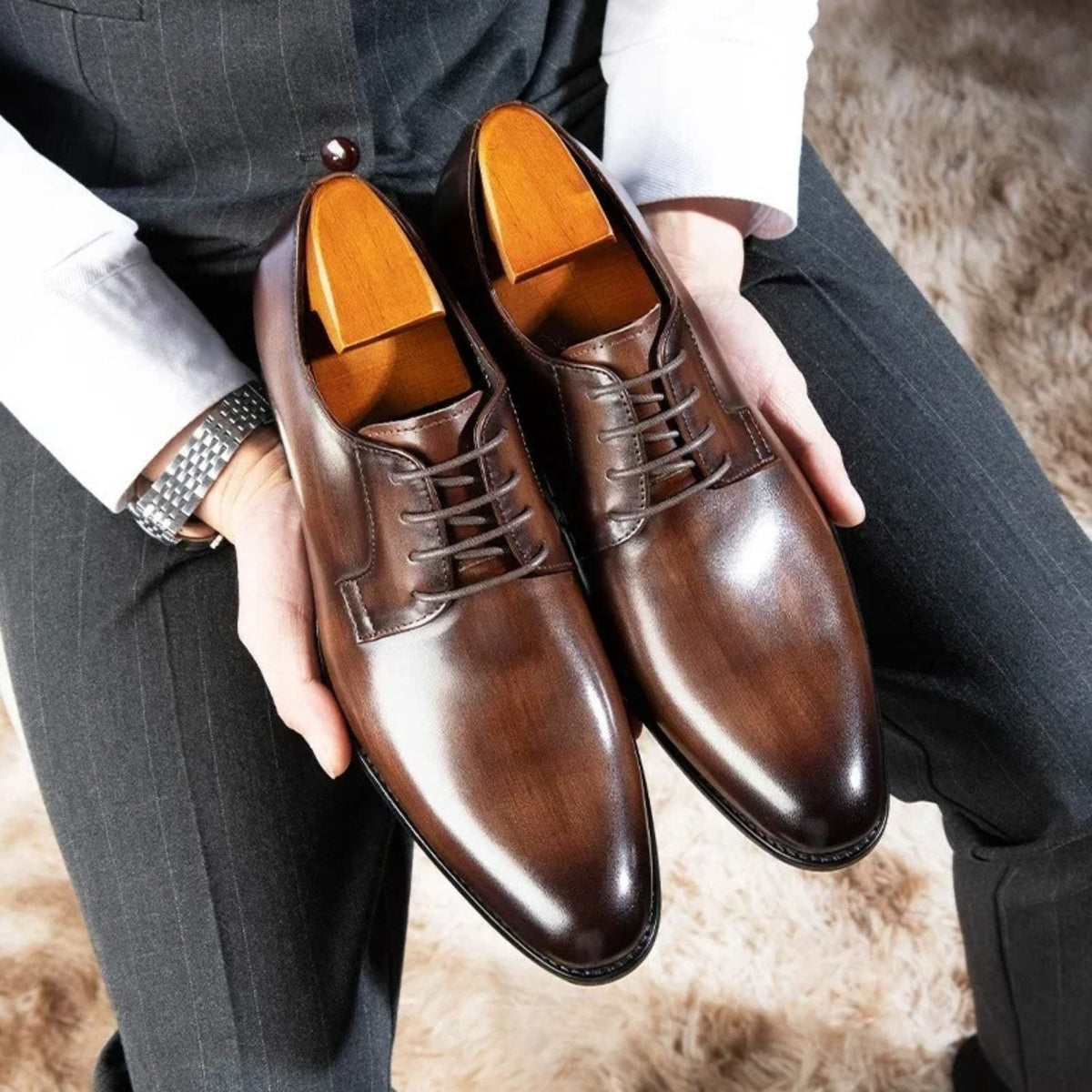 Scarpe Derby da Uomo Punta Affusolata — foto 2