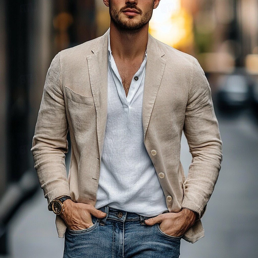 Blazer Leggero da Uomo Chiusura a Bottoni