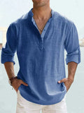 Maglia Henley da Uomo Manica Lunga Naturale