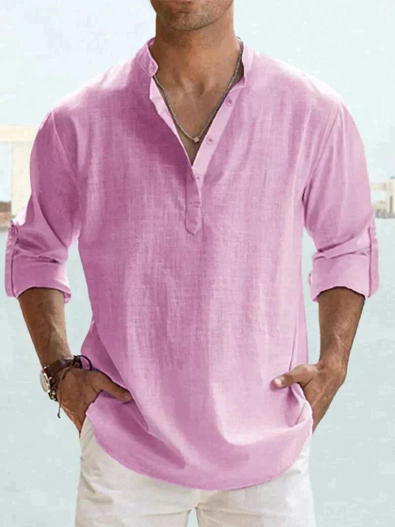 Maglia Henley da Uomo Manica Lunga Naturale — foto 10