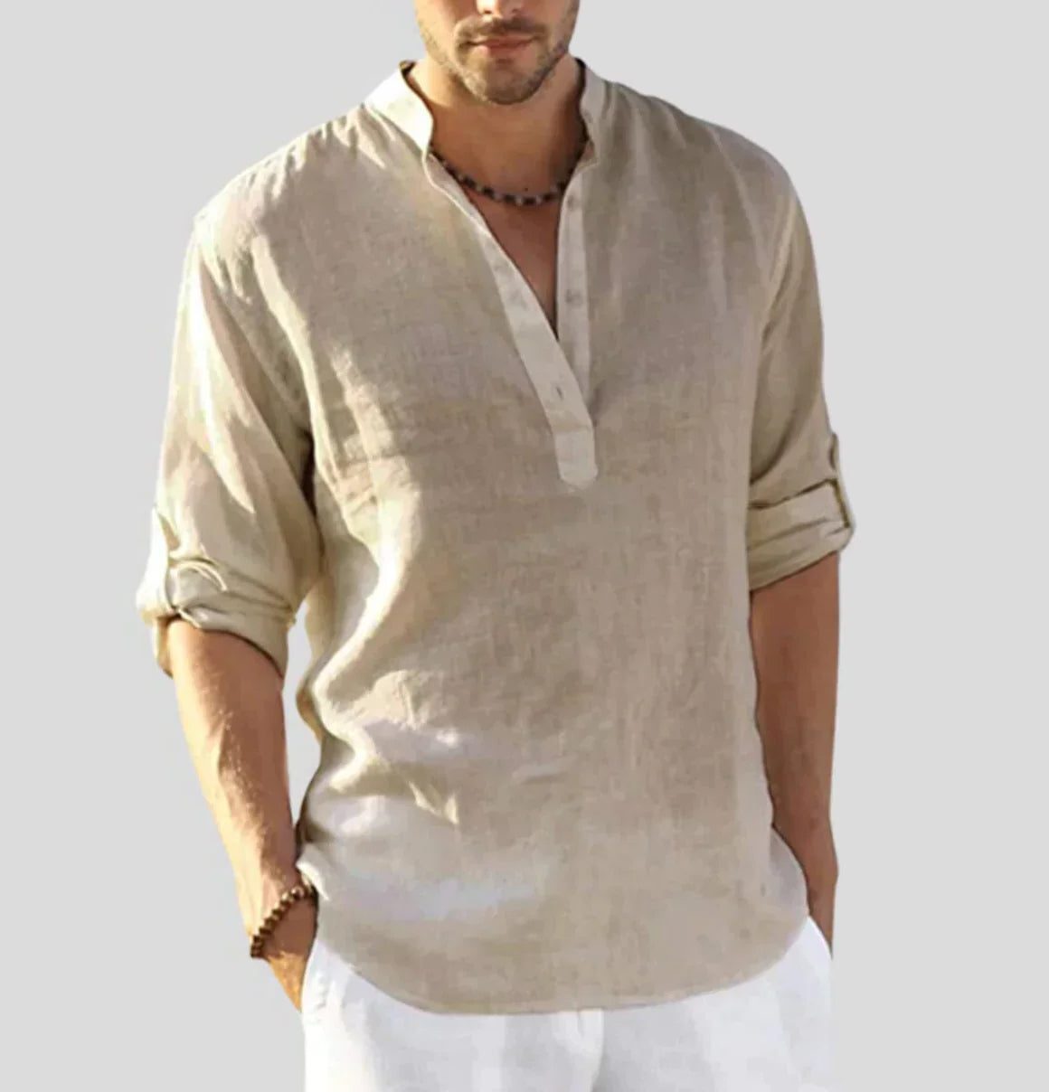 Henley da Uomo in Lino Maniche 3/4 — foto 2