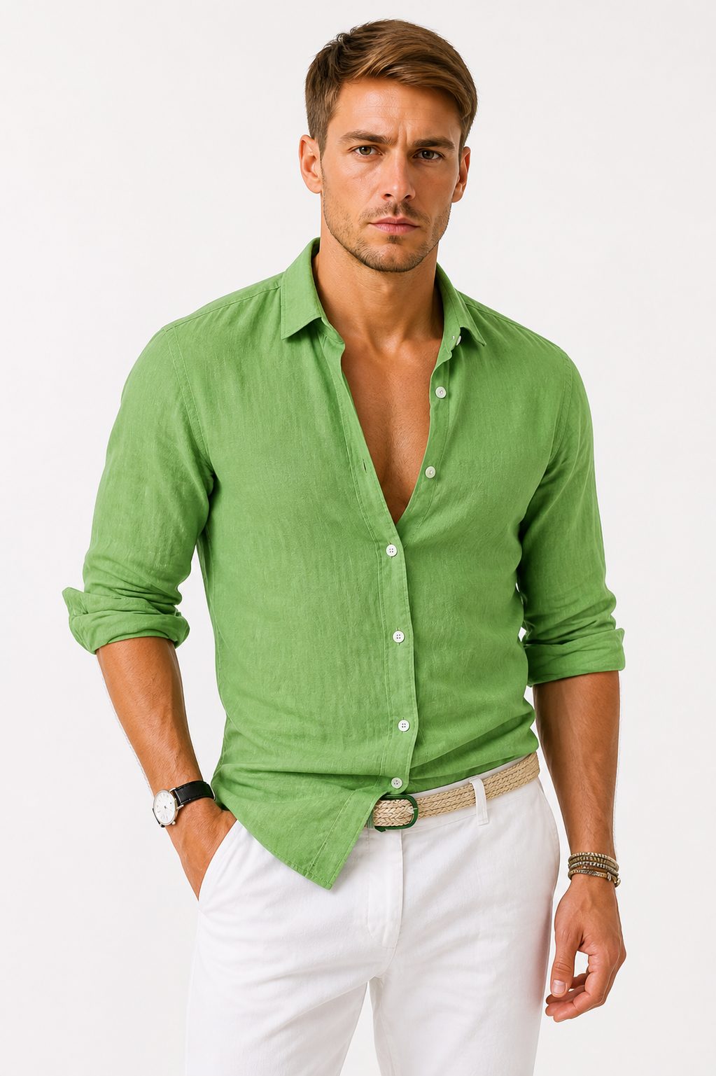 Camicia Manica Lunga da Uomo Maniche Arrotolabili — foto 10