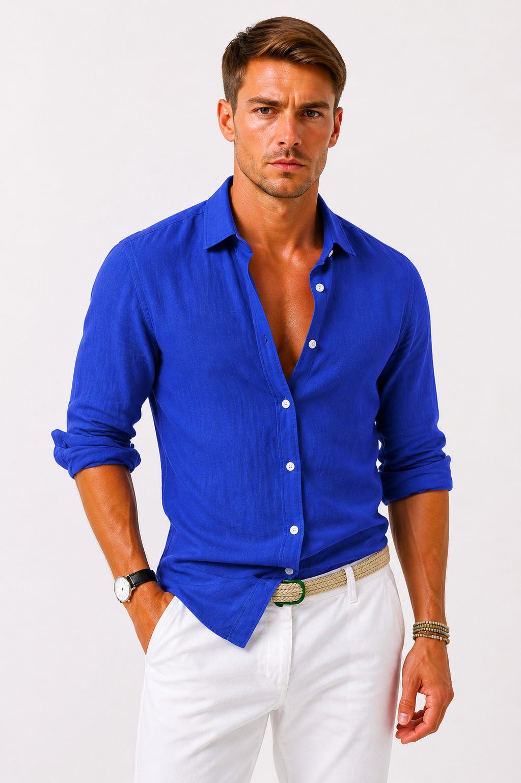 Camicia Manica Lunga da Uomo Maniche Arrotolabili — foto 3