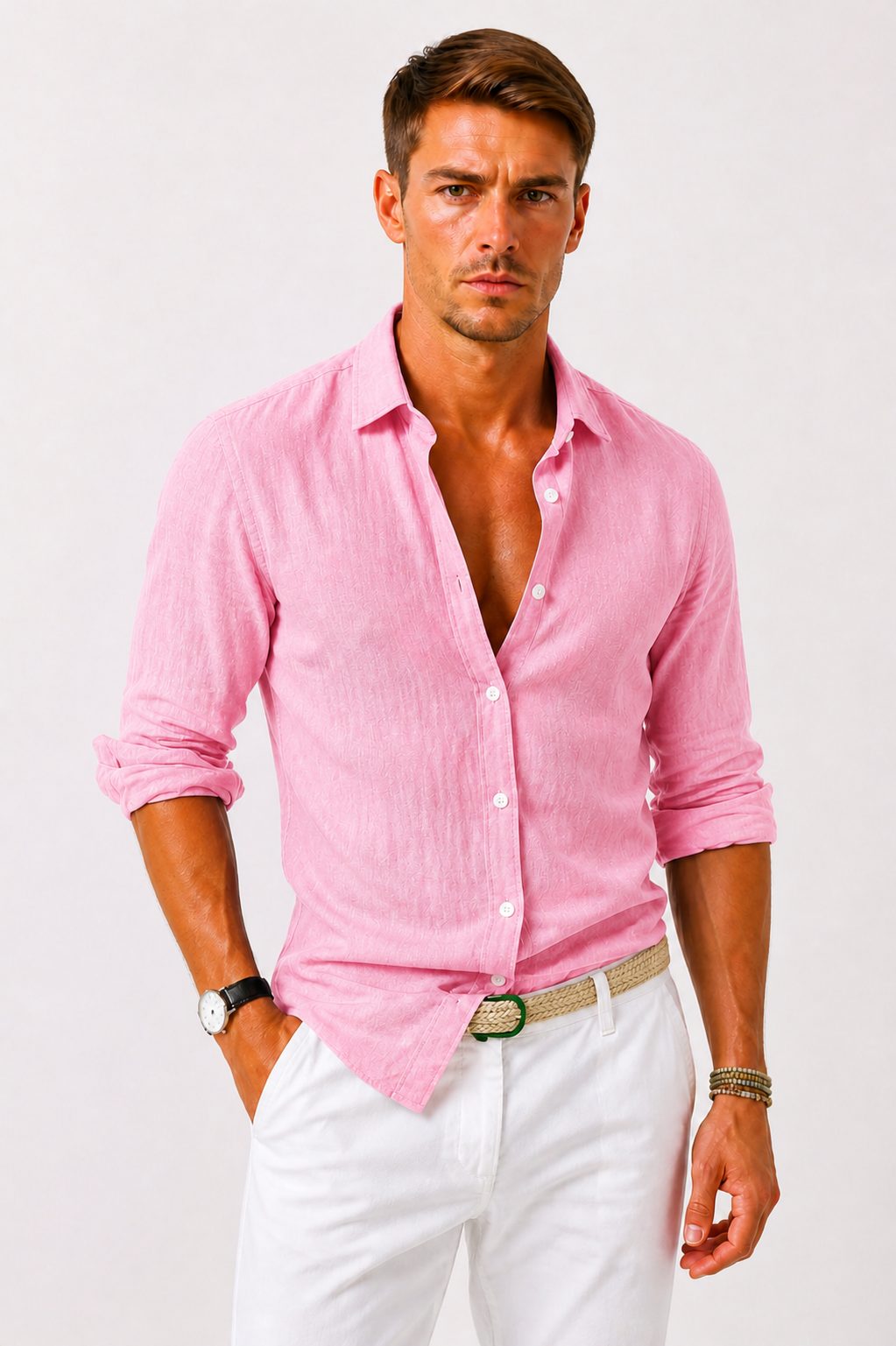 Camicia Manica Lunga da Uomo Maniche Arrotolabili — foto 7
