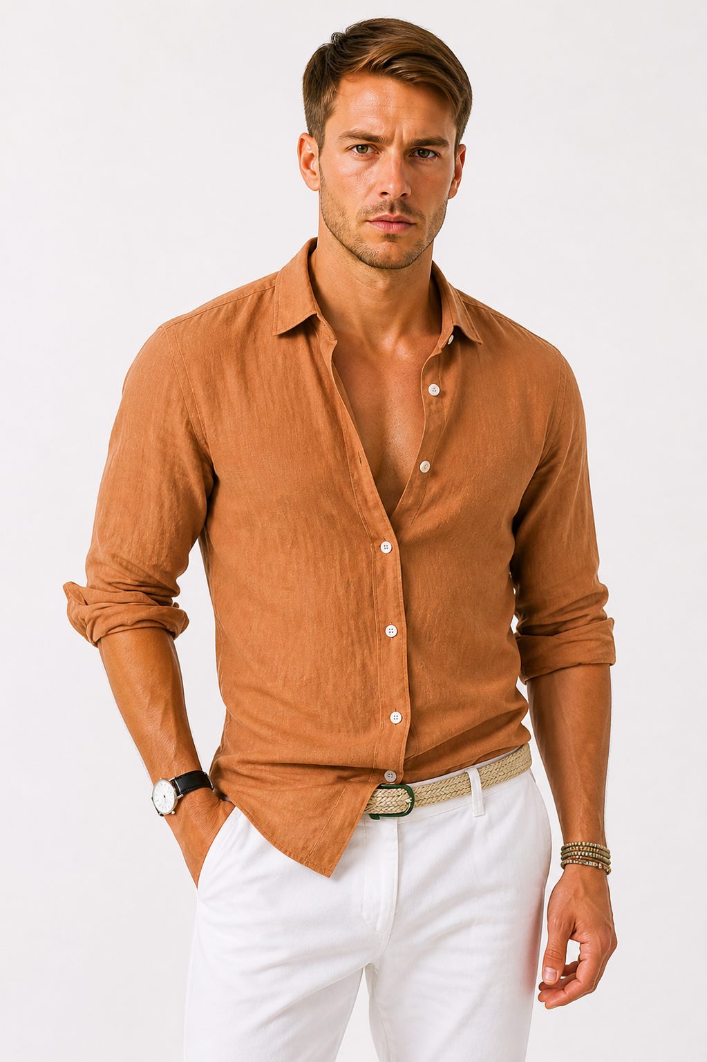Camicia Manica Lunga da Uomo Maniche Arrotolabili — foto 8