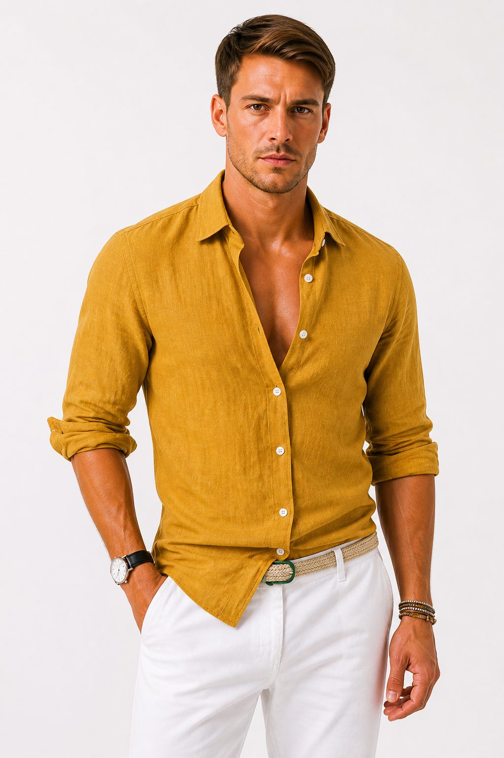 Camicia Manica Lunga da Uomo Maniche Arrotolabili — foto 9