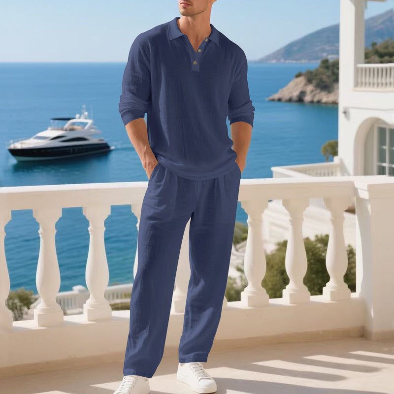 Set Camicia e Pantaloni da Uomo a Vita Elastica
