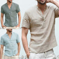 Henley da Uomo Naturale a Maniche Corte