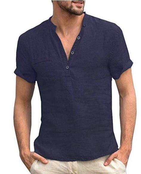 Henley da Uomo Naturale a Maniche Corte — foto 8