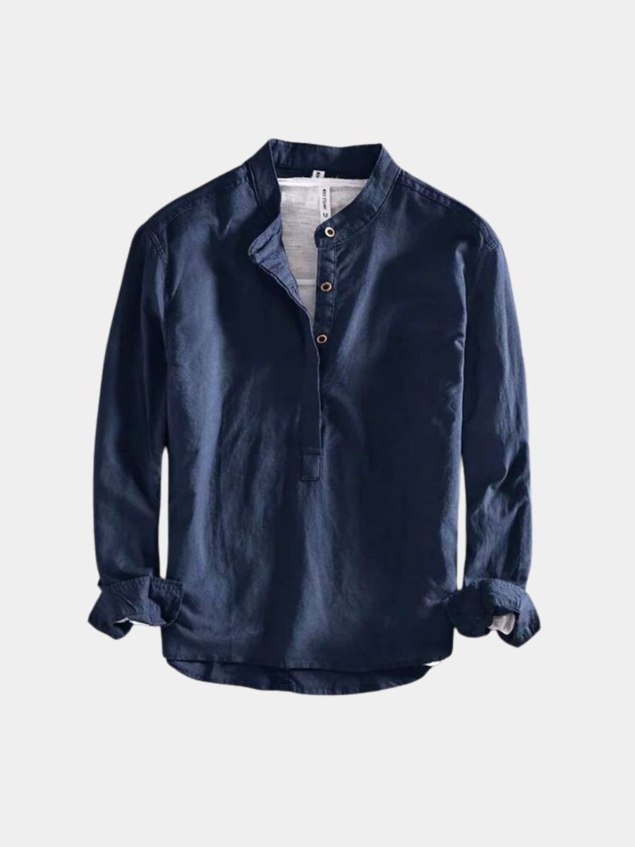 Camicia Collo Coreano da Uomo Maniche Arrotolabili