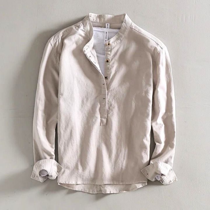 Camicia Collo Coreano da Uomo Maniche Arrotolabili — foto 3