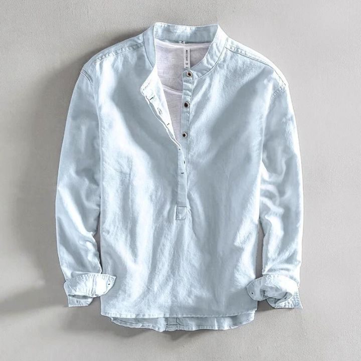 Camicia Collo Coreano da Uomo Maniche Arrotolabili — foto 4