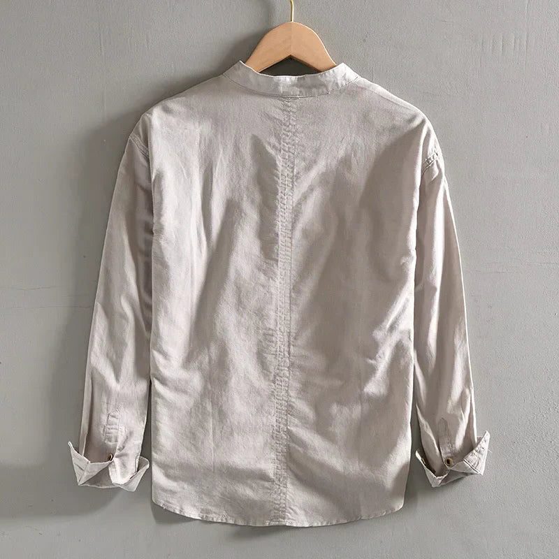 Camicia Collo Coreano da Uomo Maniche Arrotolabili — foto 6