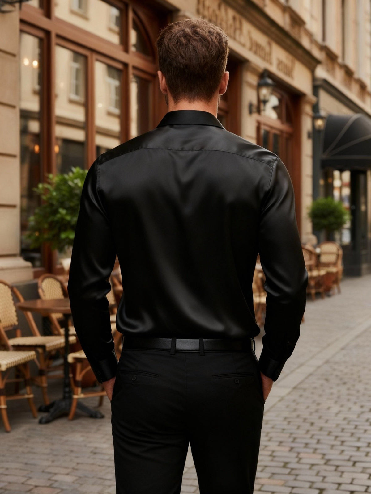Camicia Lucida da Uomo Elegante Maniche Lunghe — foto 3