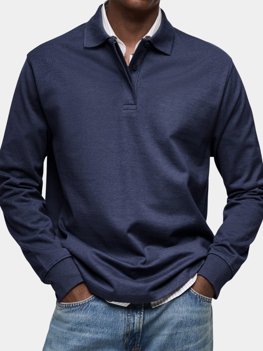 Polo Manica Lunga da Uomo Colletto Strutturato