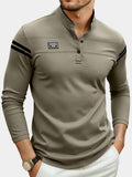 Polo Henley Maniche Lunghe da Uomo Righe a Contrasto