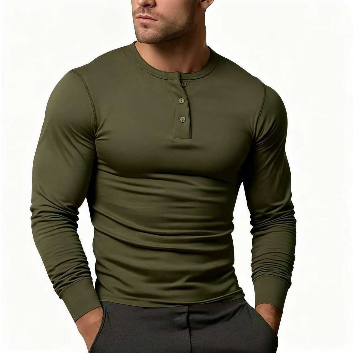 Maglia Henley da Uomo Manica Lunga — foto 2