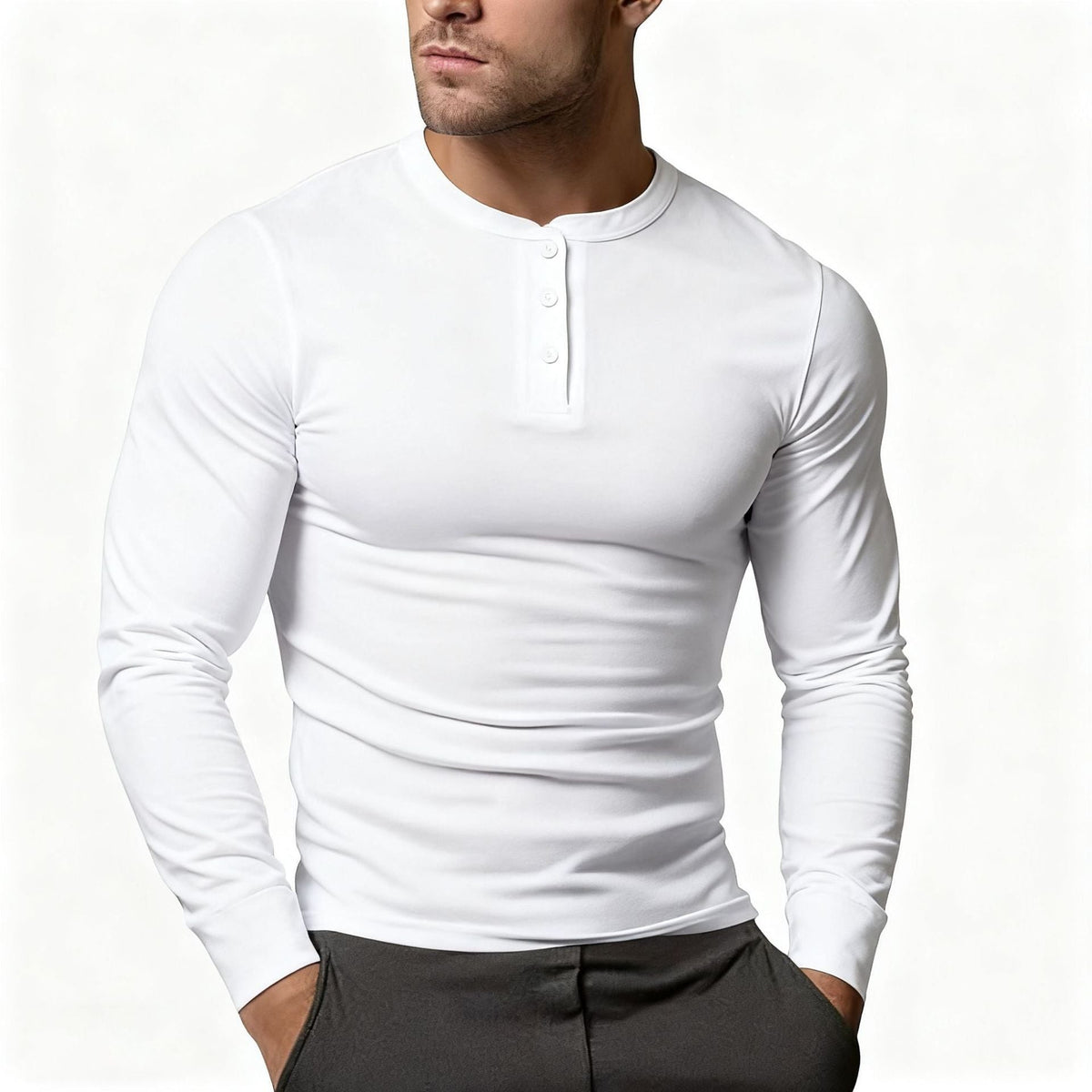 Maglia Henley da Uomo Manica Lunga — foto 8