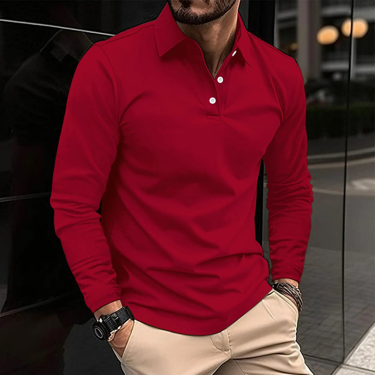 Polo Rifinita da Uomo a Maniche Lunghe — foto 7