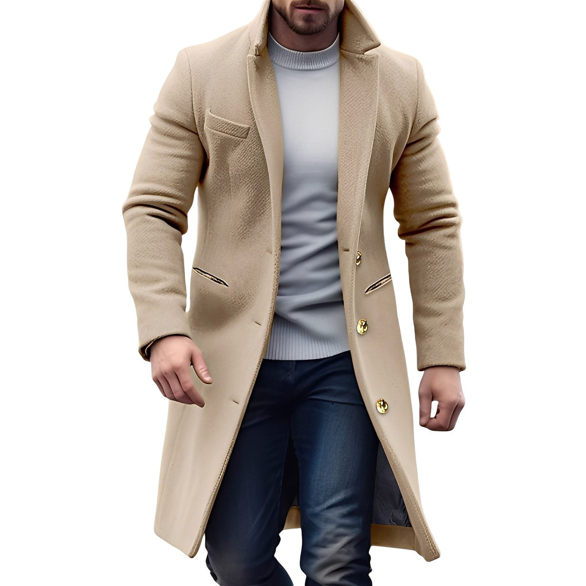 Cappotto Lungo da Uomo in Lana Sotto il Ginocchio